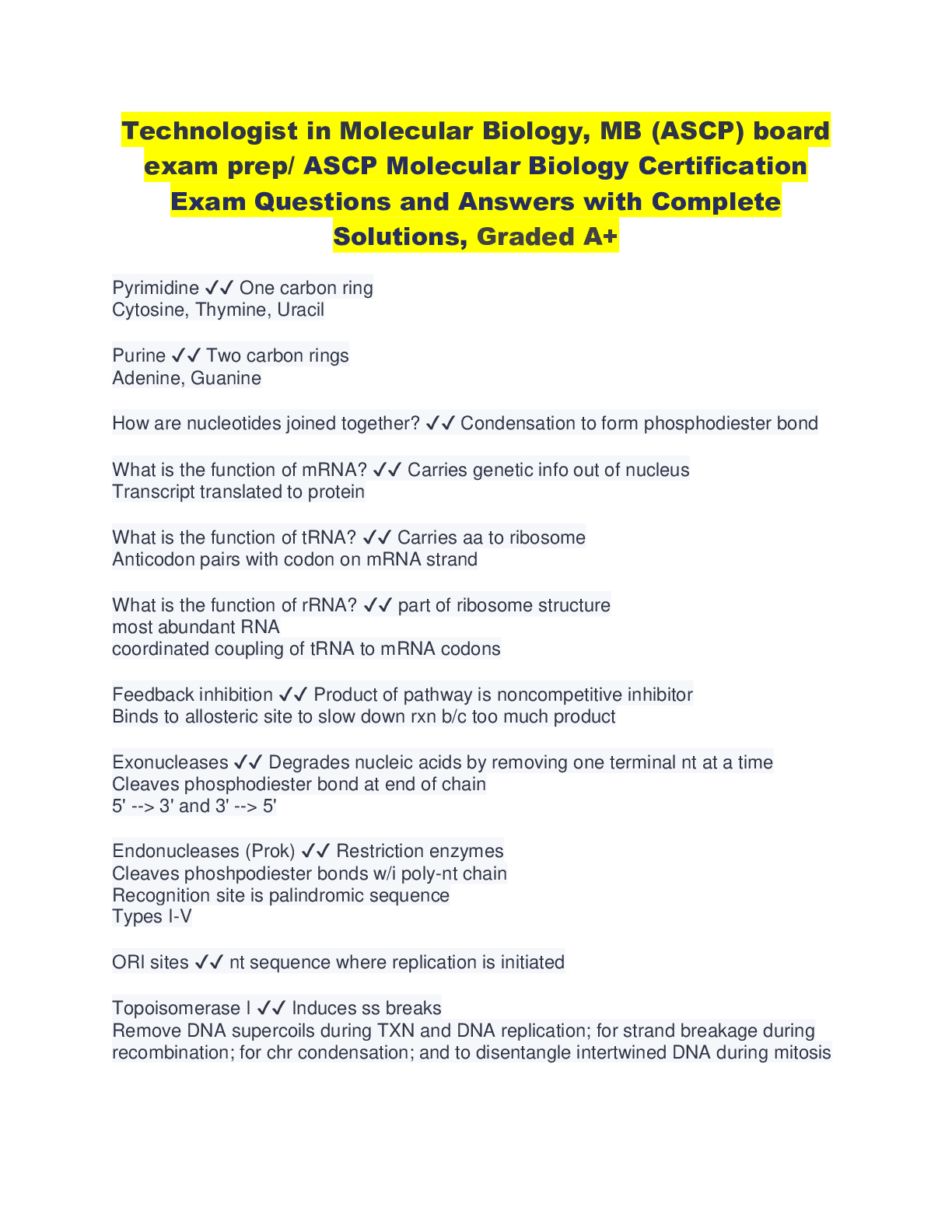 Technologist in Molecular Biology, MB (ASCP) board exam prep/ ASCP